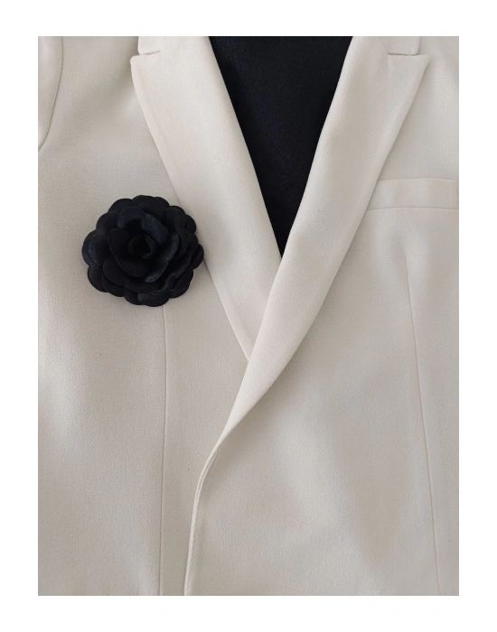 Vintage Siyah Renk Saten Gül Broş Yaka Iğnesi