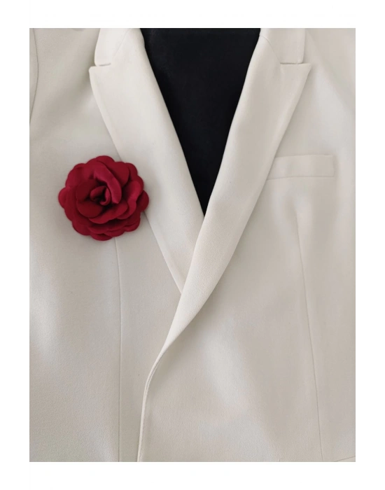 Vintage Bordo Renk Saten Gül Broş Yaka İğnesi