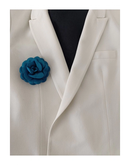 Vintage Petrol Yeşili Renk Saten Gül Broş Yaka İğnesi