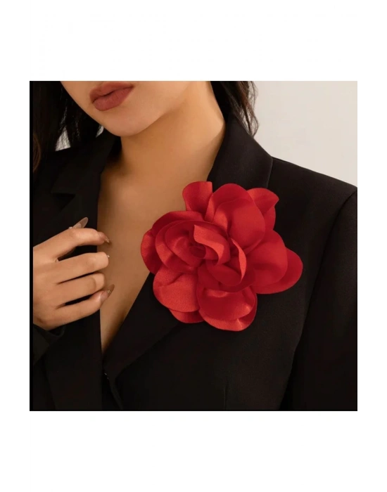 Vintage 15 cm Maxi Boy Büyük Saten Kumaş Broş