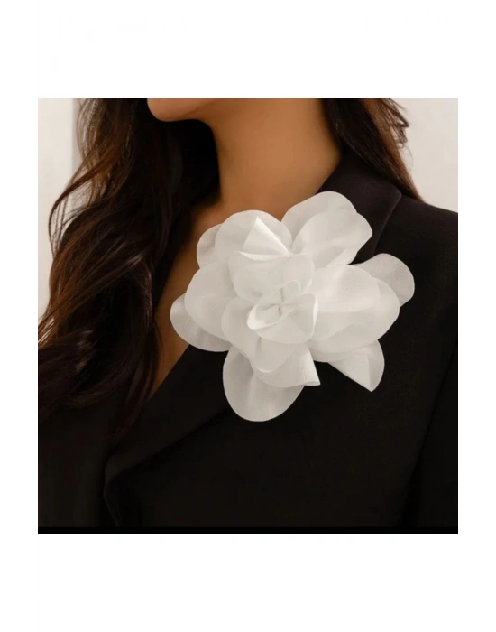 Vintage 15 cm Maxi Boy Büyük Saten Kumaş Broş