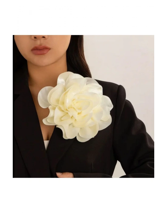 Vintage 15 cm Maxi Boy Büyük Saten Kumaş Broş