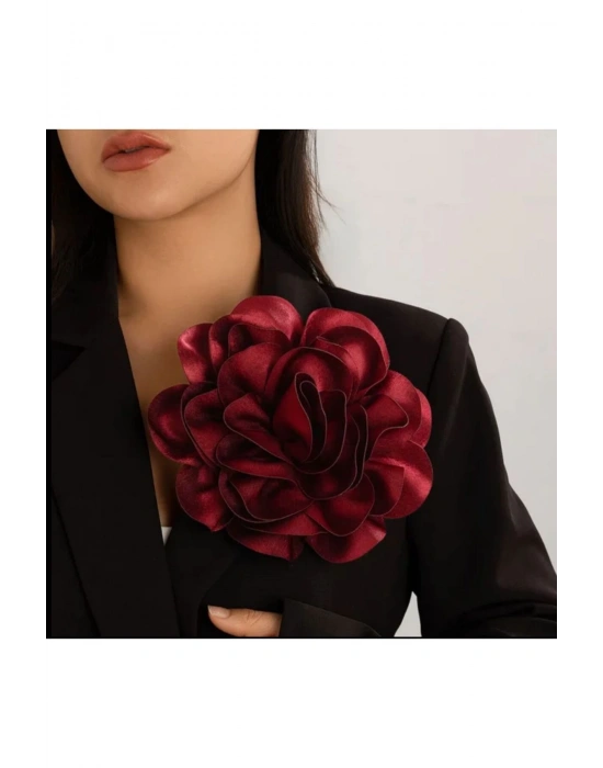 Vintage 15 cm Maxi Boy Büyük Saten Kumaş Broş