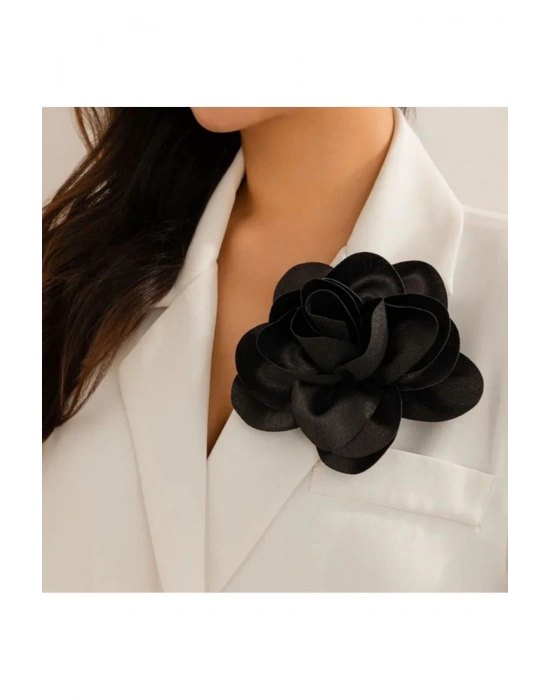 Vintage 15 cm Maxi Boy Büyük Saten Kumaş Broş