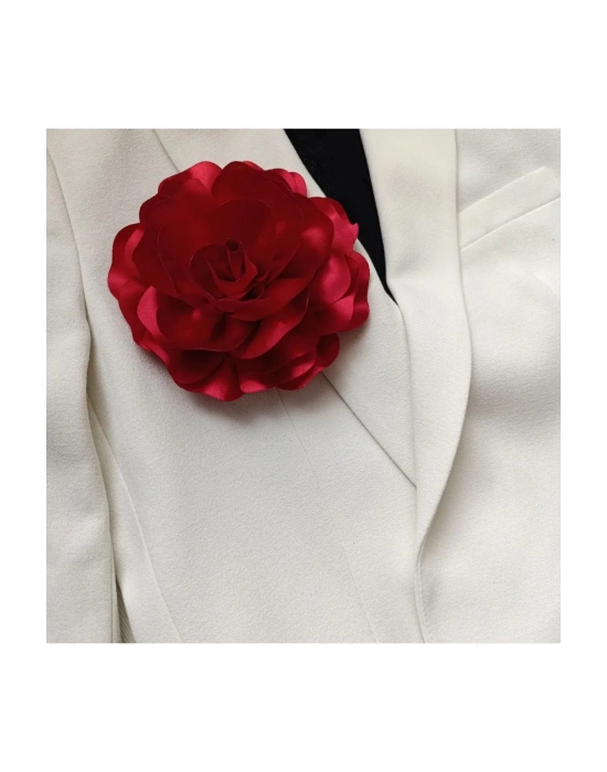 Vintage 15 cm Maxi Boy Saten Gül Broş