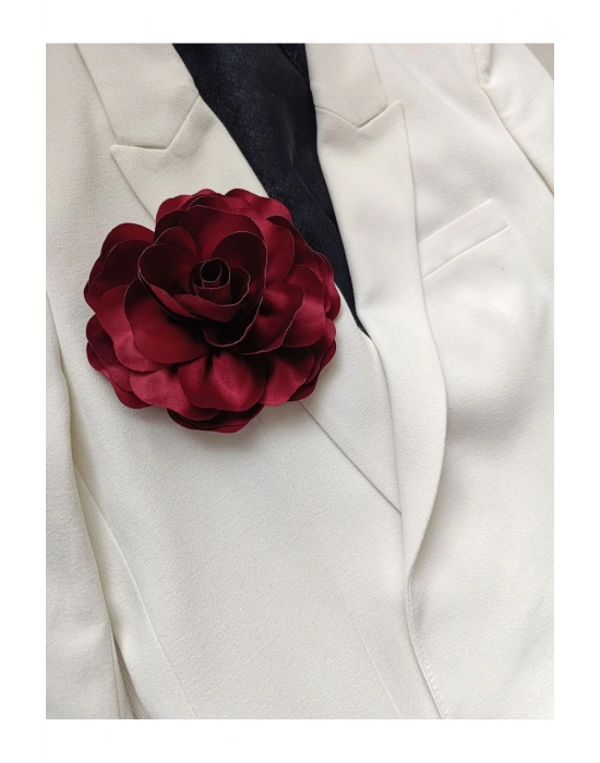 Vintage 15 cm Maxi Boy Saten Gül Broş