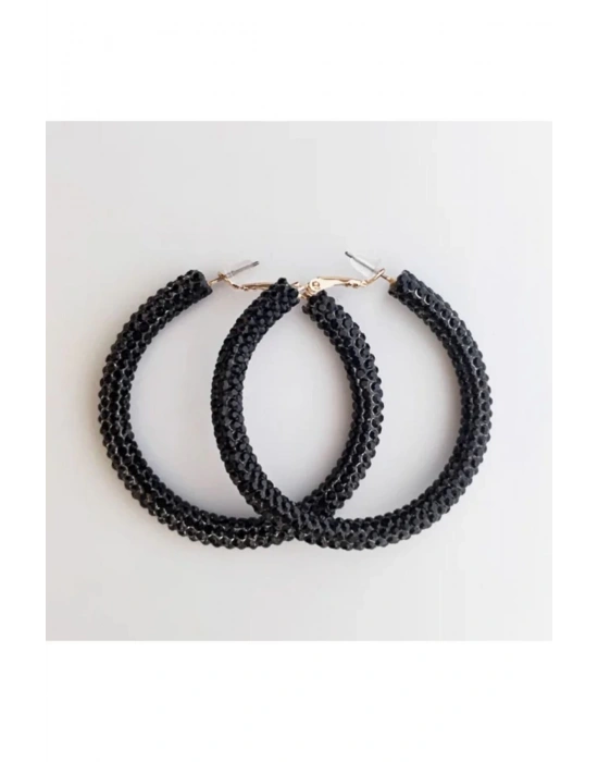 Vintage Taşlı Halka Küpe