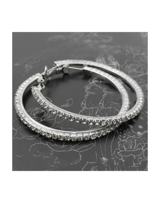 Vintage Taşlı Halka Küpe