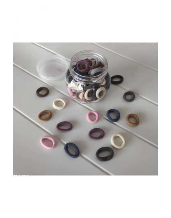 Lily 5O Adet Kavanozlu Karışık Renk Bebek Tokası 2 Cm Çapta Havlu Lastik Toka