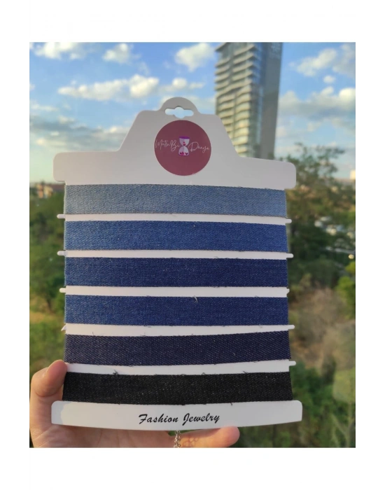 Vintage 6 Değişik Tonda Kot Choker Kolye Seti Jean Choker