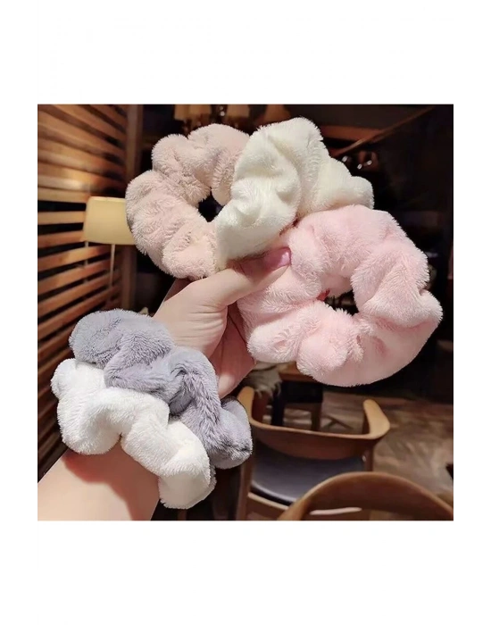 Vintage 3 Adet Peluş Scrunchie Toka Lastikli Peluş Toka