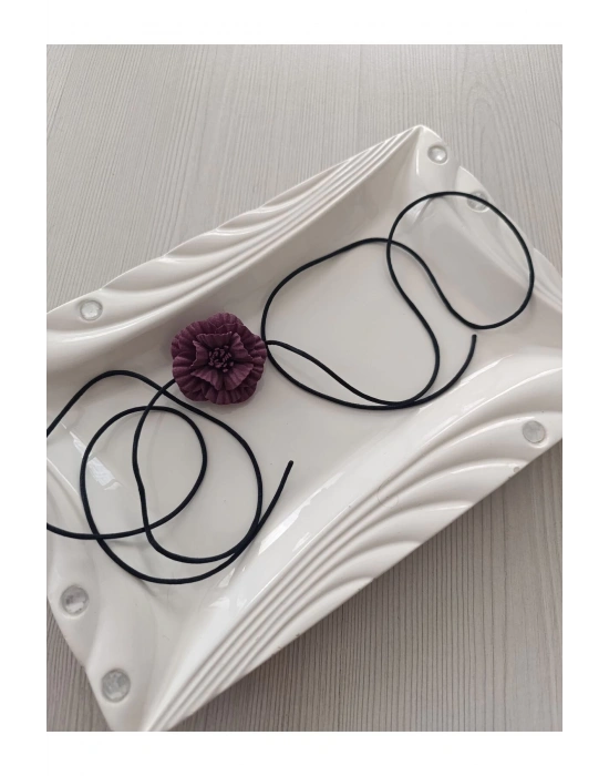 Vintage Bağcıklı Minimal Çiçek Choker Kolye İpli Çiçek Choker Kolye