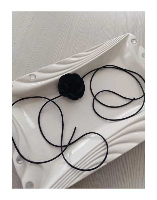 Vintage Bağcıklı Minimal Çiçek Choker Kolye İpli Çiçek Choker Kolye