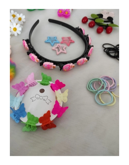 Lily Kız Çocuk 10 Çeşit Toplam 59 Parça Toka Seti Kız Çocuk Hediye Seti