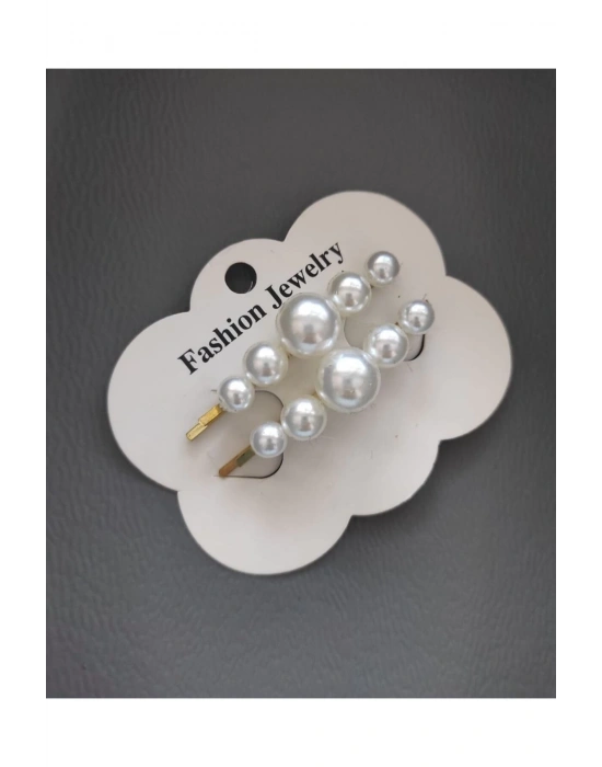 Vintage İkili İncili Yan Toka İncili Tel Toka