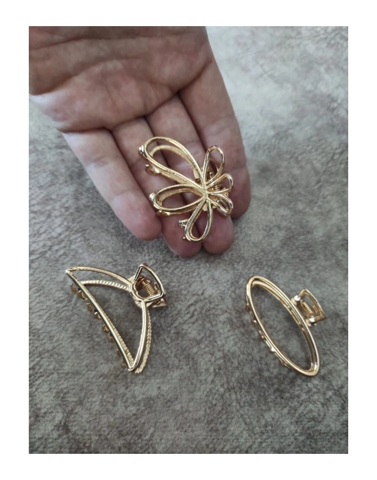 Vintage Üçlü Mini Metal Mandal Toka Seti