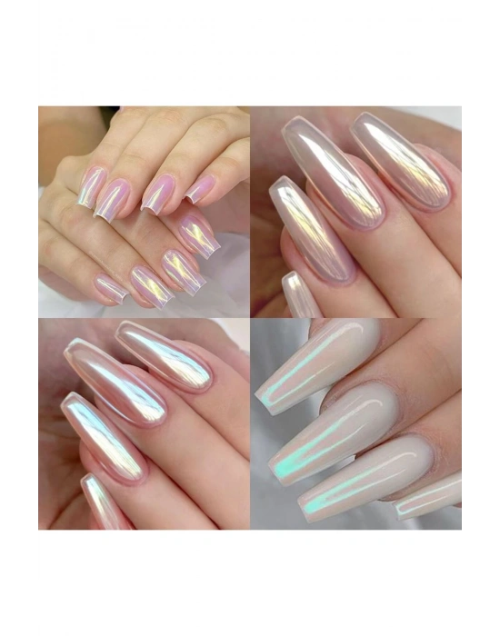 Tırnak Süsleme Glitter Beyaz İnci Tozu Manikür Tırnak Tozu Fırçalı