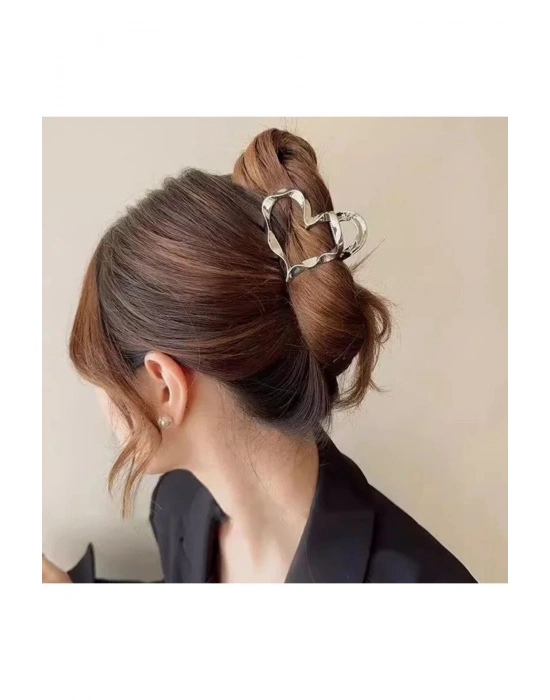 Vintage Dalgalı Kalp Model Orta Boy Metal Mandal Toka