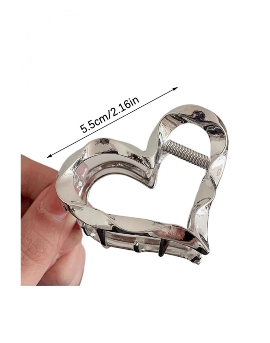 Vintage Dalgalı Kalp Model Orta Boy Metal Mandal Toka