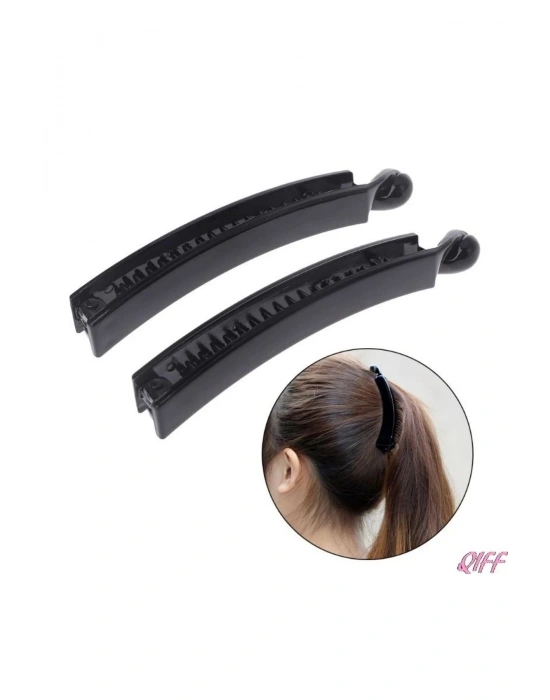 Vintage İki Adet Siyah Düz Muz Toka Küçük Boy 8 cm