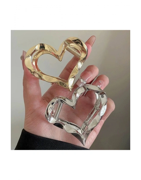 Vintage Dalgalı Kalp Model Orta Boy Metal Mandal Toka