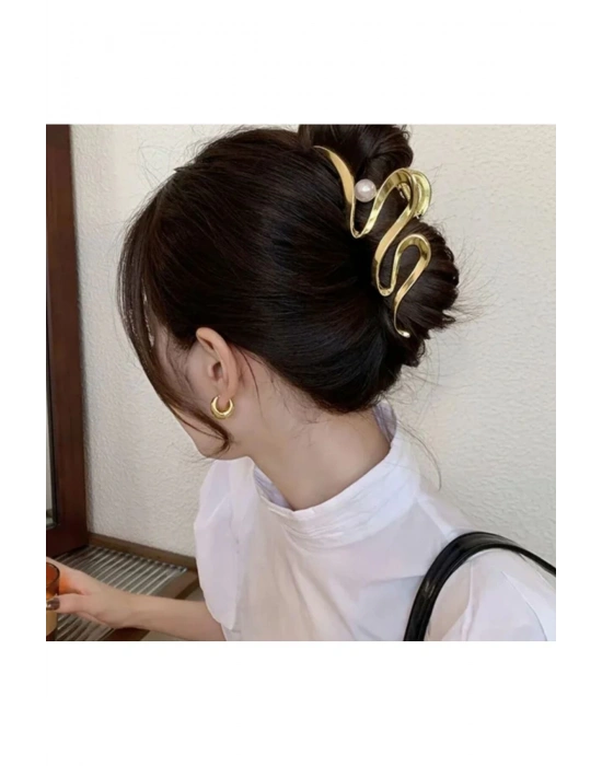 Vintage İncili Metal Mandal Toka Büyük Boy