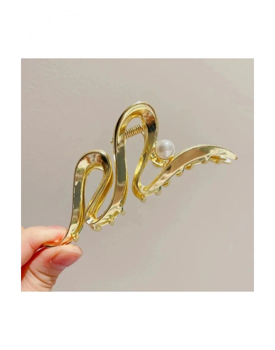 Vintage İncili Metal Mandal Toka Büyük Boy