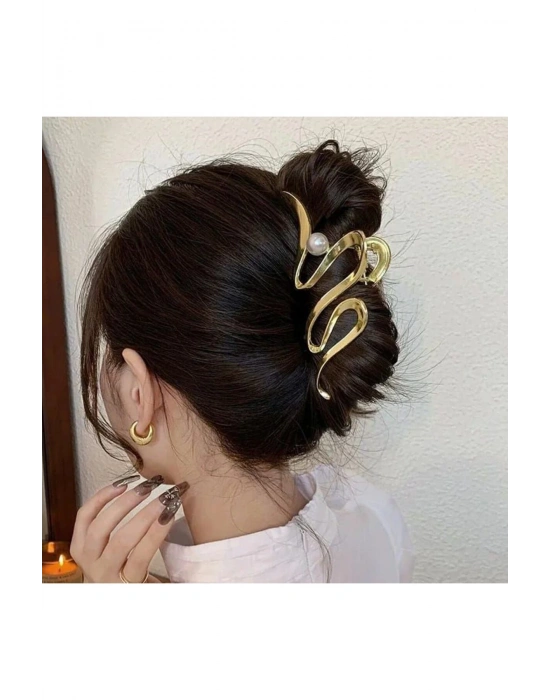 Vintage İncili Metal Mandal Toka Büyük Boy