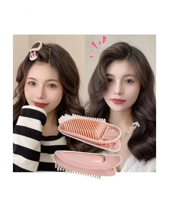 1 Adet Pembe Renk Tarak Detaylı Saç Kabartma - Saç Hacim Tokası