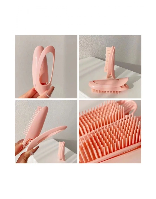 1 Adet Pembe Renk Tarak Detaylı Saç Kabartma - Saç Hacim Tokası