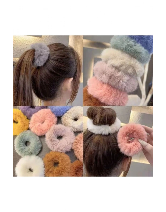 Vintage 3 Adet Tüylü Peluş Simit Toka