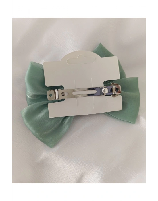 Vintage İnci Sallantılı Otomatik Klipsli Organze Toka