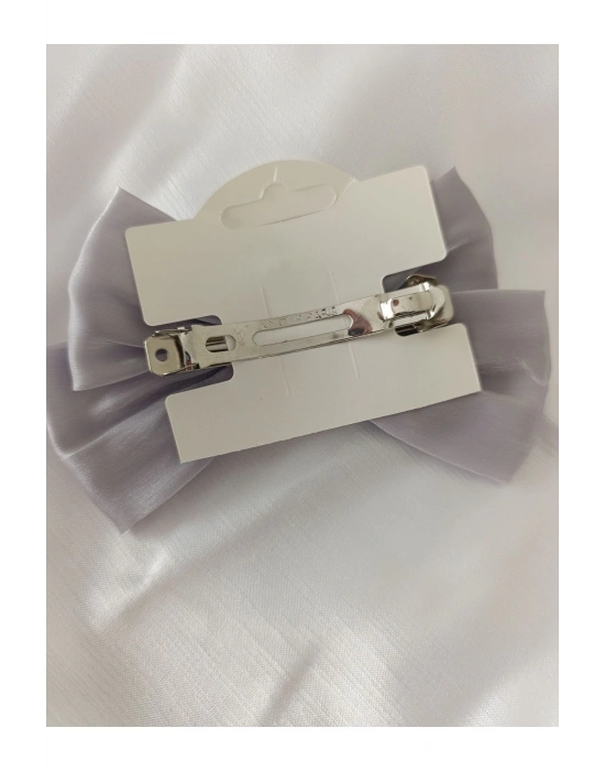 Vintage İnci Sallantılı Otomatik Klipsli Organze Toka