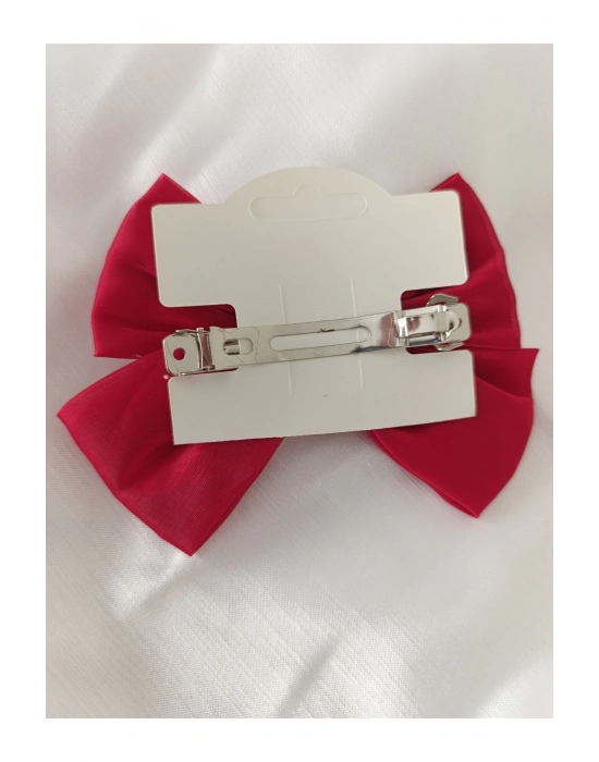 Vintage İnci Sallantılı Otomatik Klipsli Organze Toka