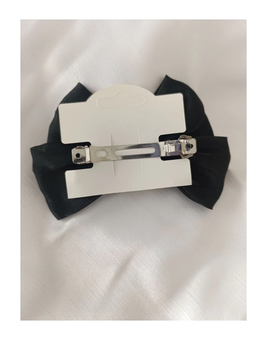 Vintage İnci Sallantılı Otomatik Klipsli Organze Toka