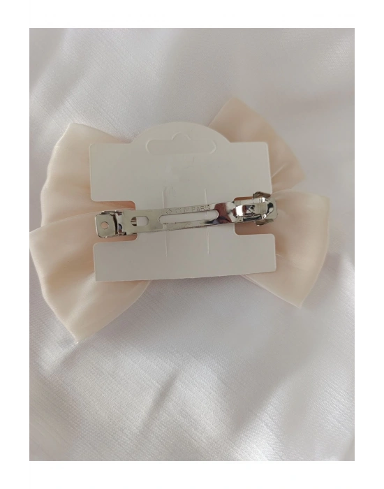 Vintage İnci Sallantılı Otomatik Klipsli Organze Toka