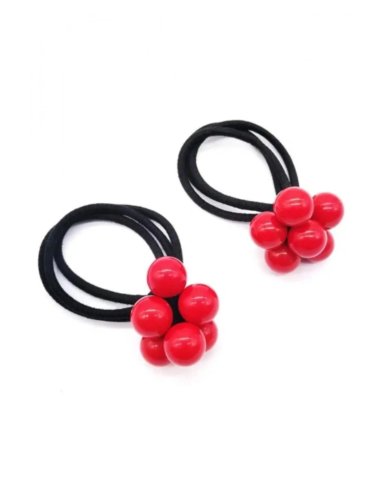 Lily Bir Çift Kırmızı Boncuklu Bağlama Tokası