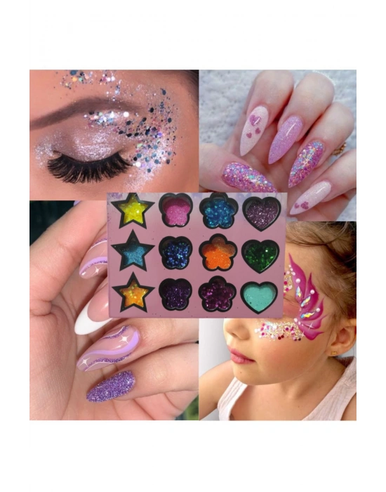 12 renk makyaj- tırnak sim seti nail art