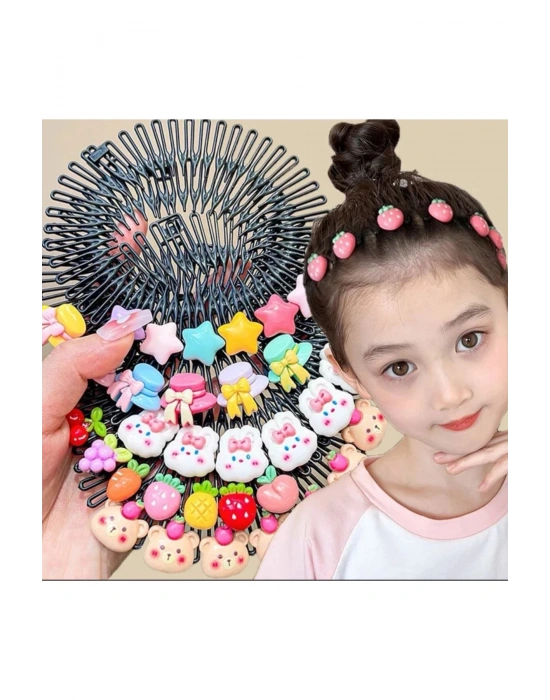 Lily Kız Çocuk Kalpli Tata Saç Tokası Tarak Toka Tarak Saç Bandı