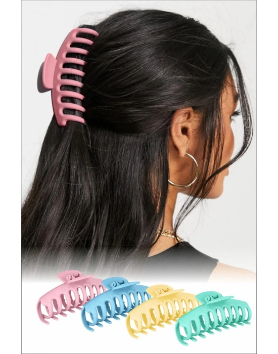 Kadın 4’lü Pastel Renkli Trend Büyük Xl Mandal Toka Seti