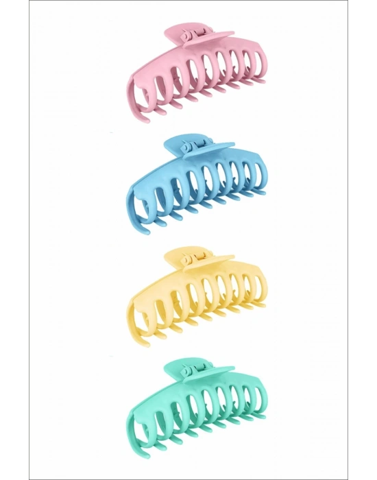 Kadın 4’lü Pastel Renkli Trend Büyük Xl Mandal Toka Seti