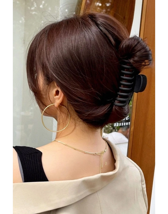 Kadın Siyah Trend Büyük Xl Mandal Toka