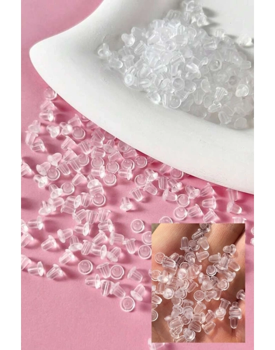 100 Adet Şeffaf Küpe Pistonu Küpe Arkalığı (50 Çift)