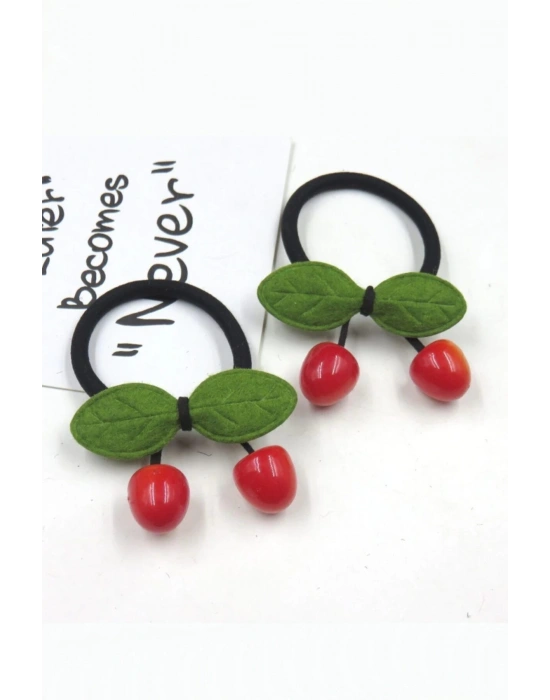 Kız Çocuk 2li Kirazlı Lastik Toka Seti