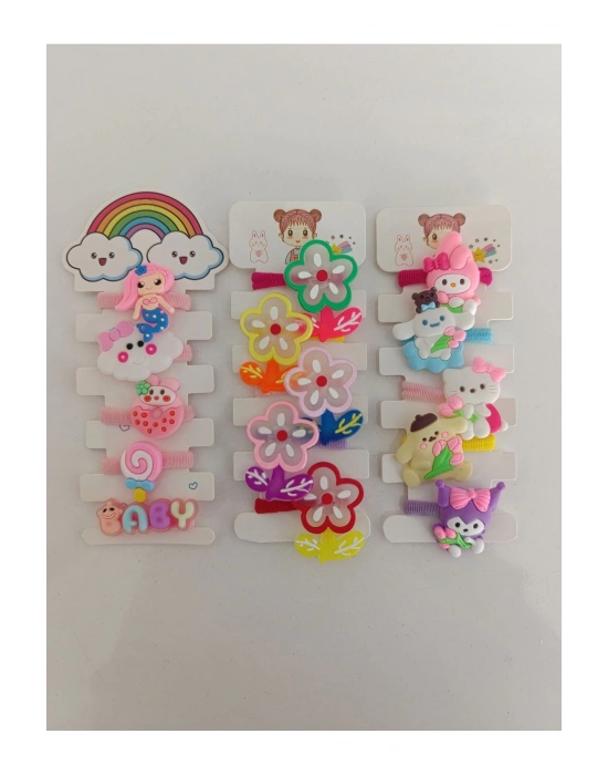 Lily Lastikli Çocuk Tokası Seti 15 Adet Figürlü Lastikli Silikon Çocuk Tokası Seti