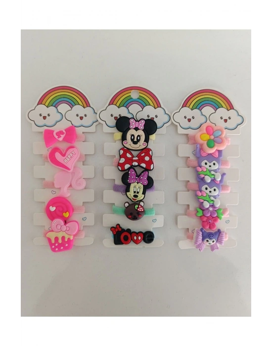 Lily Lastikli Çocuk Tokası Seti 15 Adet Figürlü Lastikli Silikon Çocuk Tokası Seti