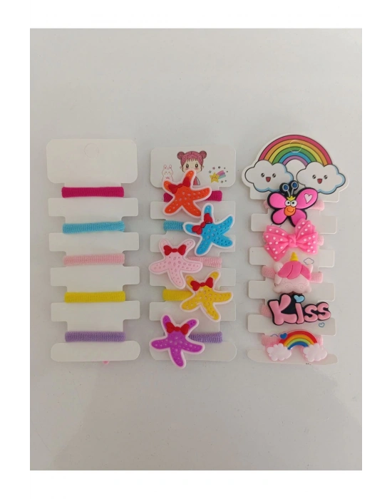 Lily Lastikli Çocuk Tokası Seti 15 Adet Figürlü Lastikli Silikon Çocuk Tokası Seti