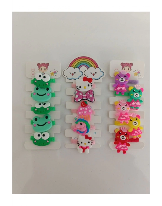 Lily Lastikli Çocuk Tokası Seti 15 Adet Figürlü Lastikli Silikon Çocuk Tokası