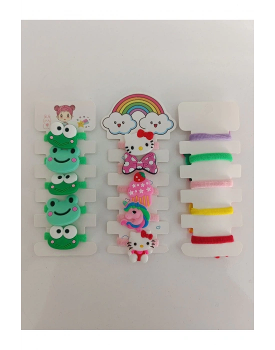 Lily Lastikli Çocuk Tokası Seti 15 Adet Figürlü Lastikli Silikon Çocuk Tokası