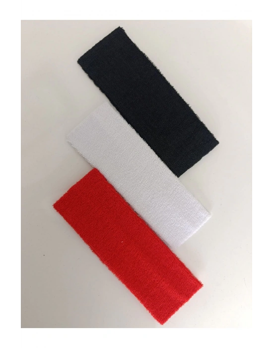 3 Farklı Renkte Geniş Havlu Sporcu Bandı Havlu Bandana Kırmızı Siyah Beyaz